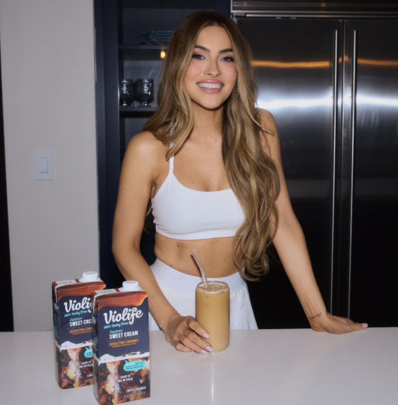 Chrishell Stause with violife creamer